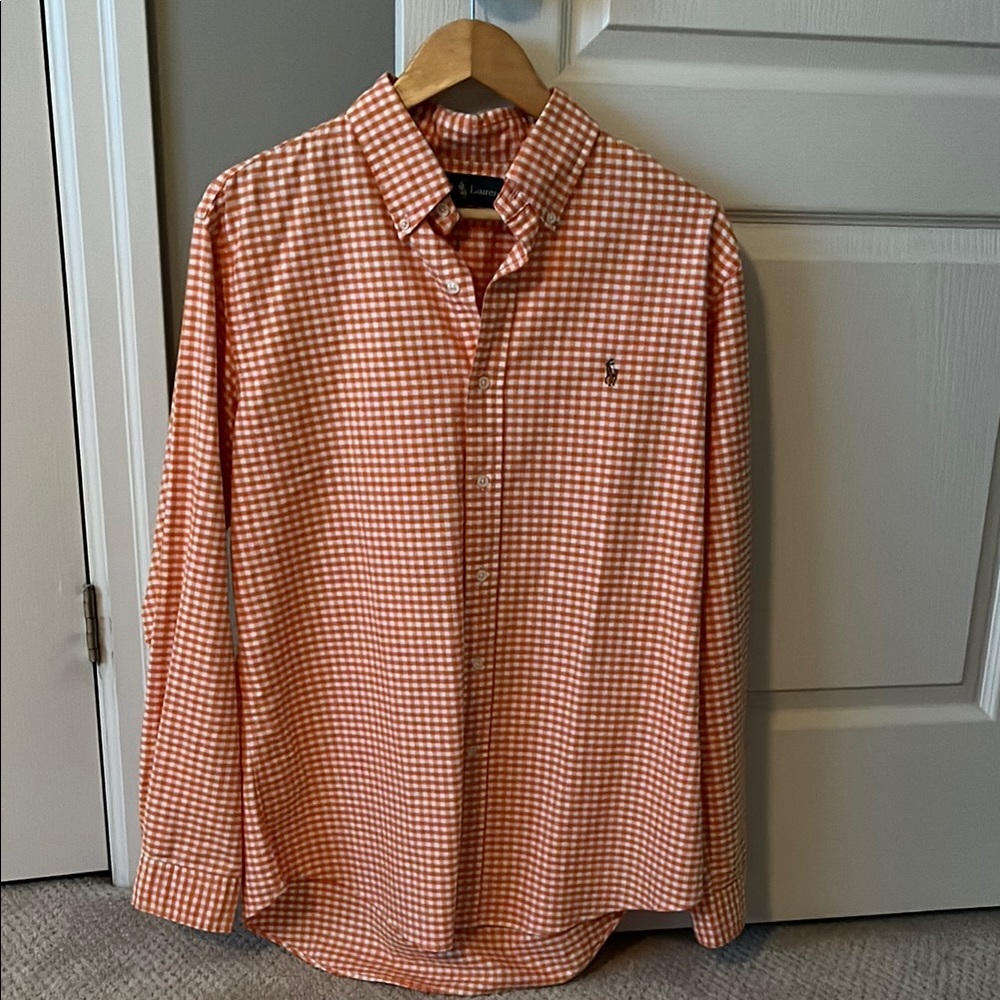 Ralph Lauren Orange and White Casual Button Down Shirt